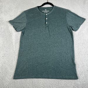 Nils Sundstrom T Shirt Mens Large Green Short Sleeve Pullover Button Casual